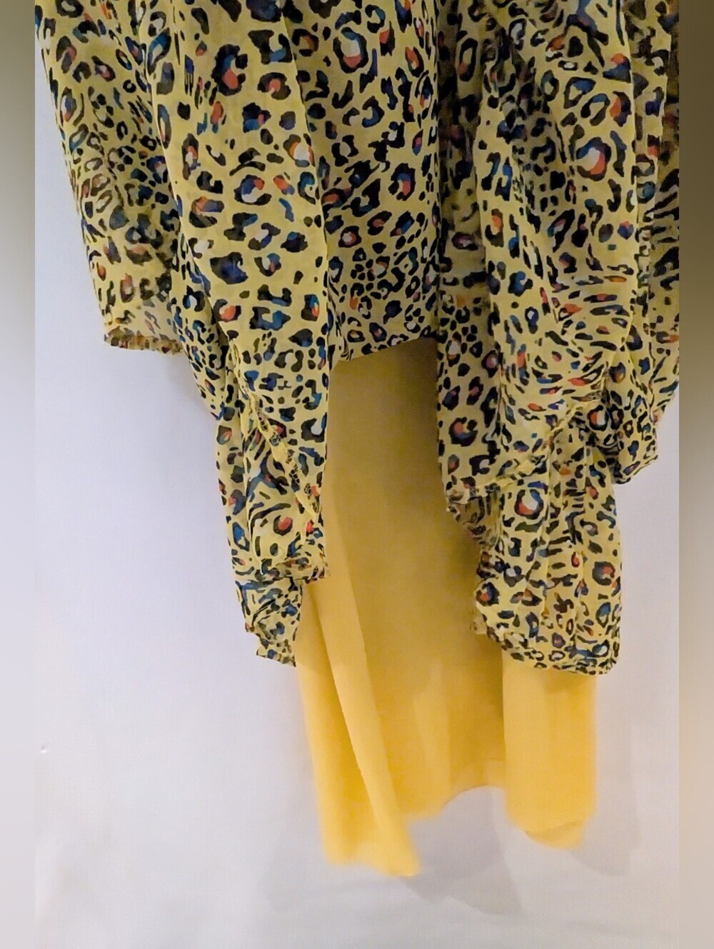 Yellow Leopard Print Ruffle Hem Dress - Picture 3 of 8